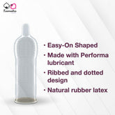 Ribbed and dotted condom for sex on Kaamastra